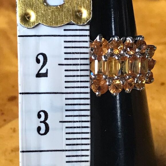 Natural Orange Sapphire Sterling Silver Ring Size 6 - Picture 6 of 8